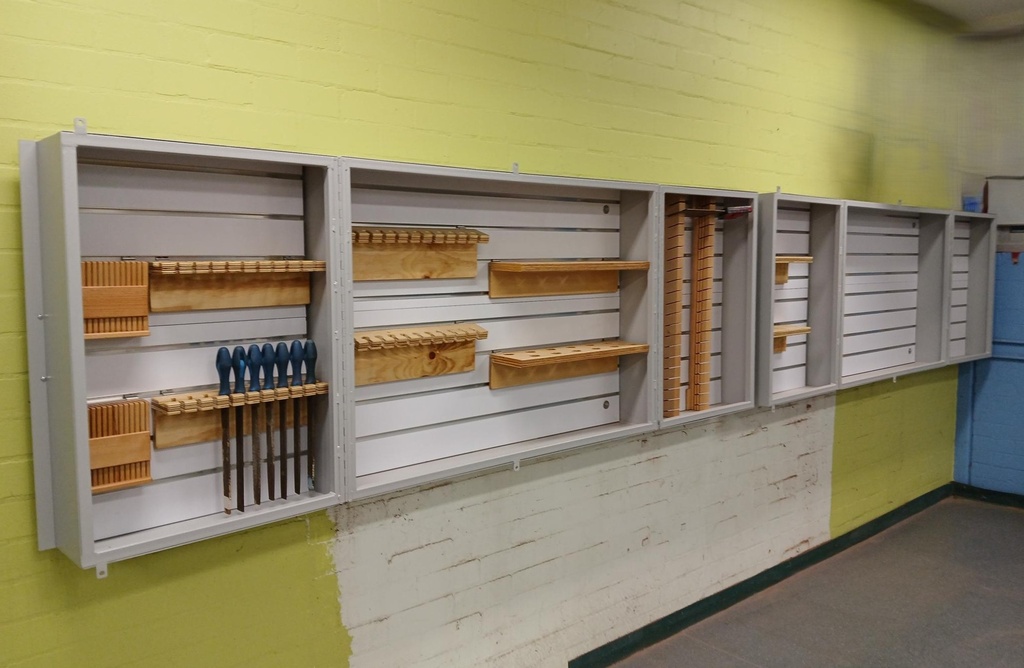 2 Lockable Steel Tool Board Cabinets