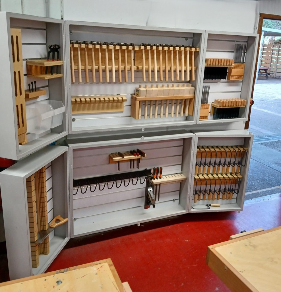 2 Lockable Steel Tool Board Cabinets