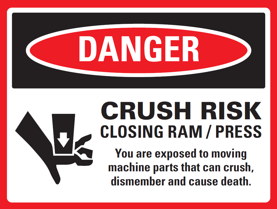Cush Risk Ram Press Safety Sign