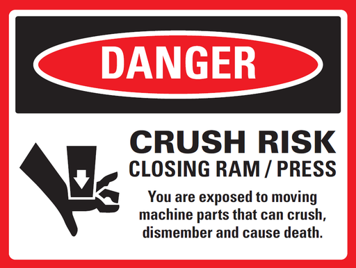 Cush Risk Ram Press Safety Sign